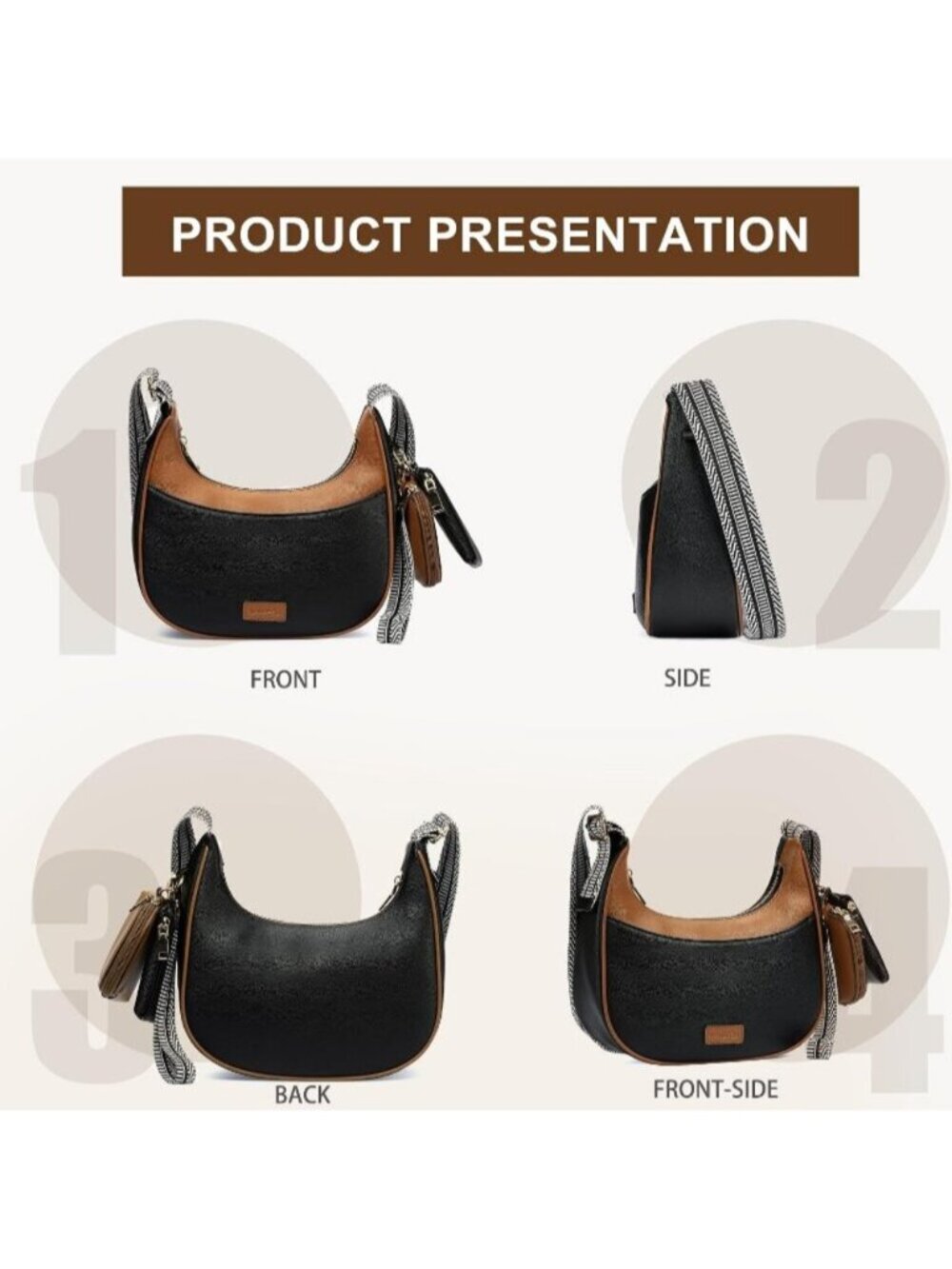 〽️Women Black Brown Wristlet Phone Mini Purse Small Vegan Leather Crossbody Bags - Picture 5 of 6